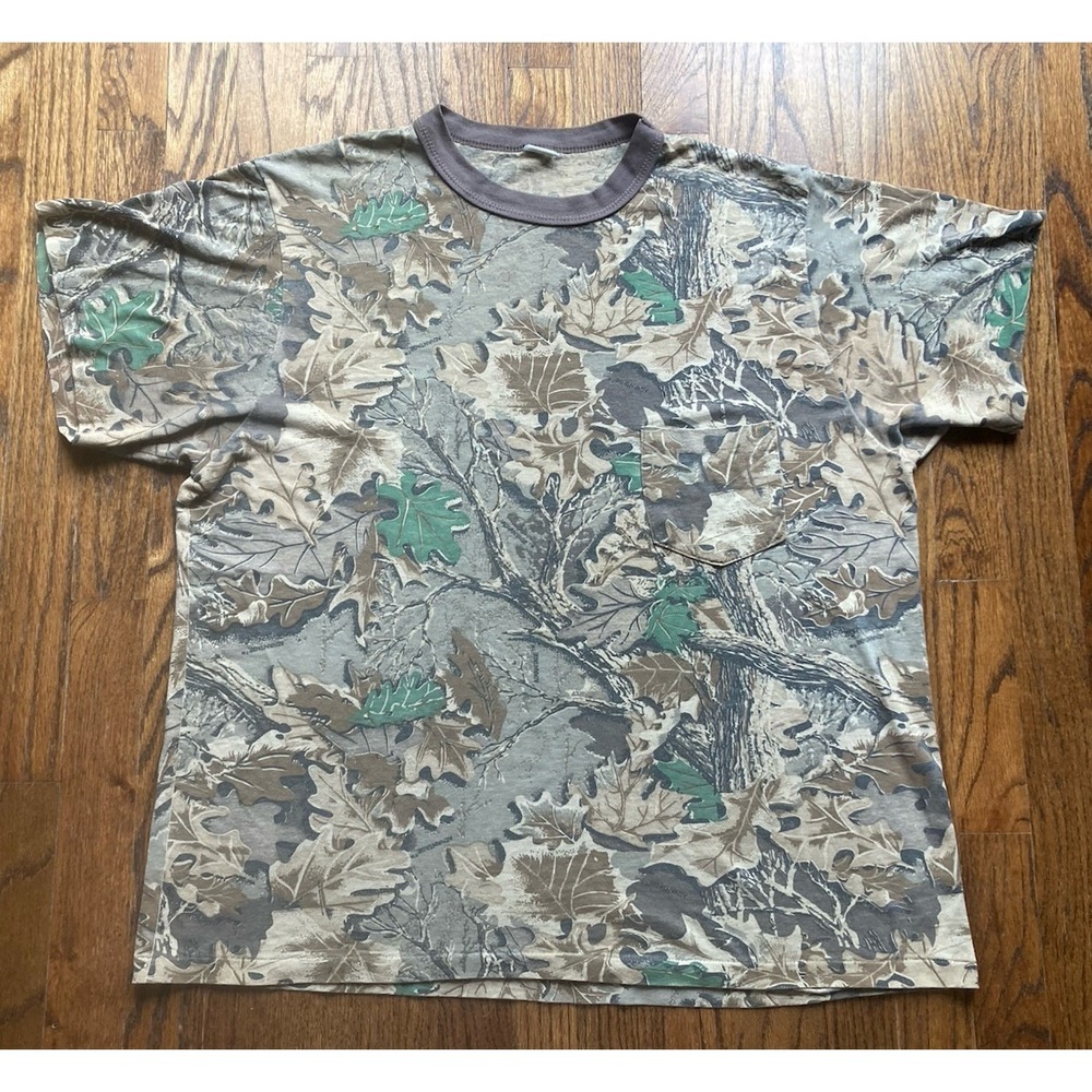 Vintage Realtree Camo T Shirt Mens Size XL 90s Advantage Ringer USA Made